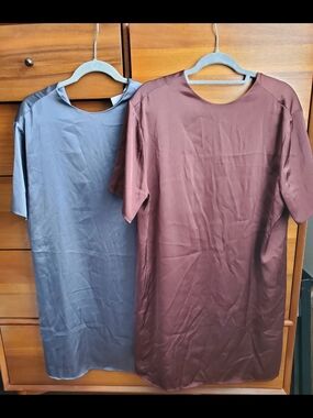 H&M Satin Shift Dress | Brown & Gray | Size Large | Excellent Condition